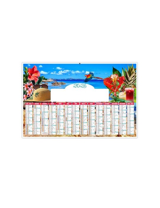 TROPICAL 2026 - MAXI 650 x 405 mm - LEGER 400G - DOS CUISINE - SANS MARQUAGE - 1 TROU EN TETE