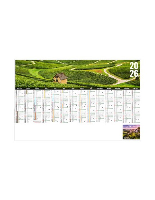 LIBRE CHOIX JURASSIEN 2026 - MAXI 650 x 405 mm - LEGER 400G - DOS FRANCE REGIONS - SANS MARQUAGE - 1 TROU EN TETE