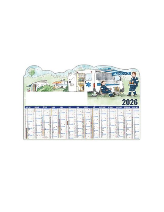 L AMBULANCIER 2026 - MAXI 650 x 405 mm - LEGER 400G - DOS CUISINE - SANS MARQUAGE - 1 TROU EN TETE