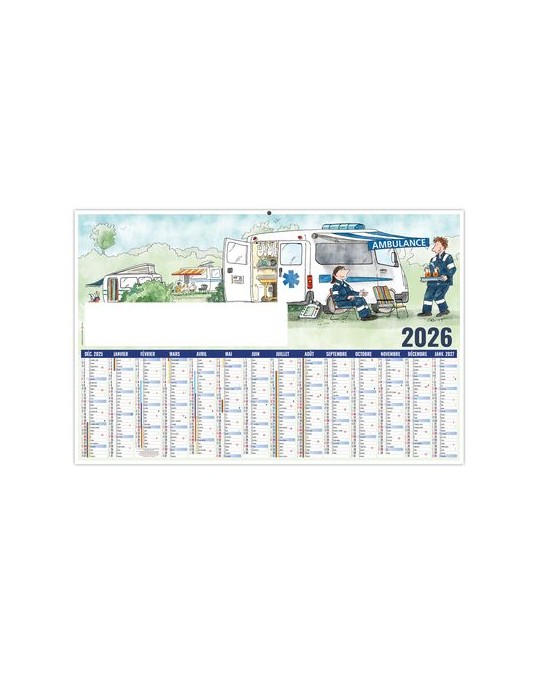 L AMBULANCIER 2026 - MAXI 650 x 405 mm - LEGER 400G - DOS CUISINE - SANS MARQUAGE - 1 TROU EN TETE