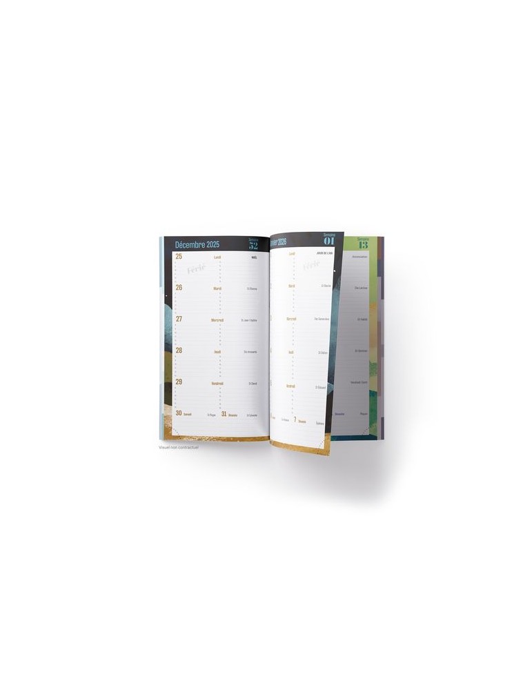 AGENDA ECO POCHE 2026 - THEME BLEU DE MER-1 - 95 x 165 mm - QUINZAINIER 64 PAGES - COUVERTURE 380g QUADRI PAGES 1 ET 4 - PELLICU