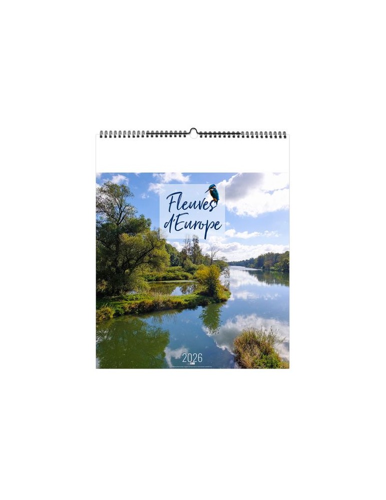 FLEUVES D'EUROPE 2026 - SMALL 330 x 400 mm - MARQUAGE 1 COULEUR - RELIURE BAGUETTE