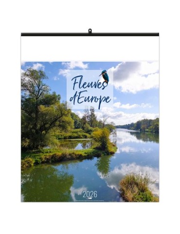 FLEUVES D'EUROPE 2026 - SMALL 330 x 400 mm - MARQUAGE 1 COULEUR - RELIURE BAGUETTE objet promotionnel éco-responsable