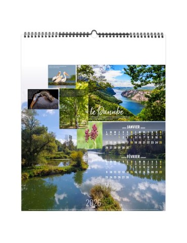 FLEUVES D'EUROPE 2026 - SMALL 330 x 400 mm - MARQUAGE 1 COULEUR - RELIURE BAGUETTE personnalisation rapide en France
