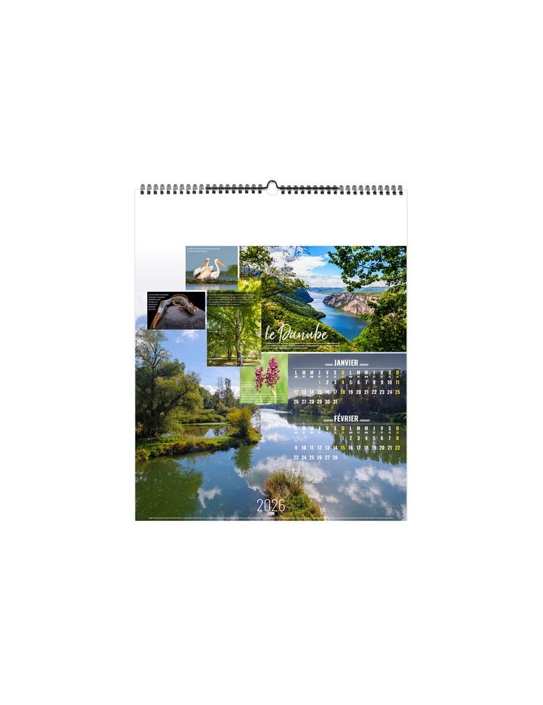 FLEUVES D'EUROPE 2026 - SMALL 330 x 400 mm - MARQUAGE 1 COULEUR - RELIURE BAGUETTE