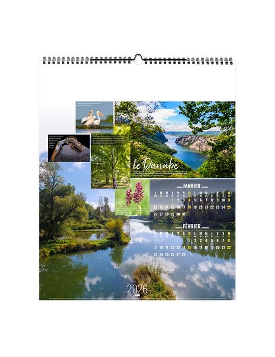 FLEUVES D'EUROPE 2026 - SMALL 330 x 400 mm - MARQUAGE 1 COULEUR - RELIURE BAGUETTE