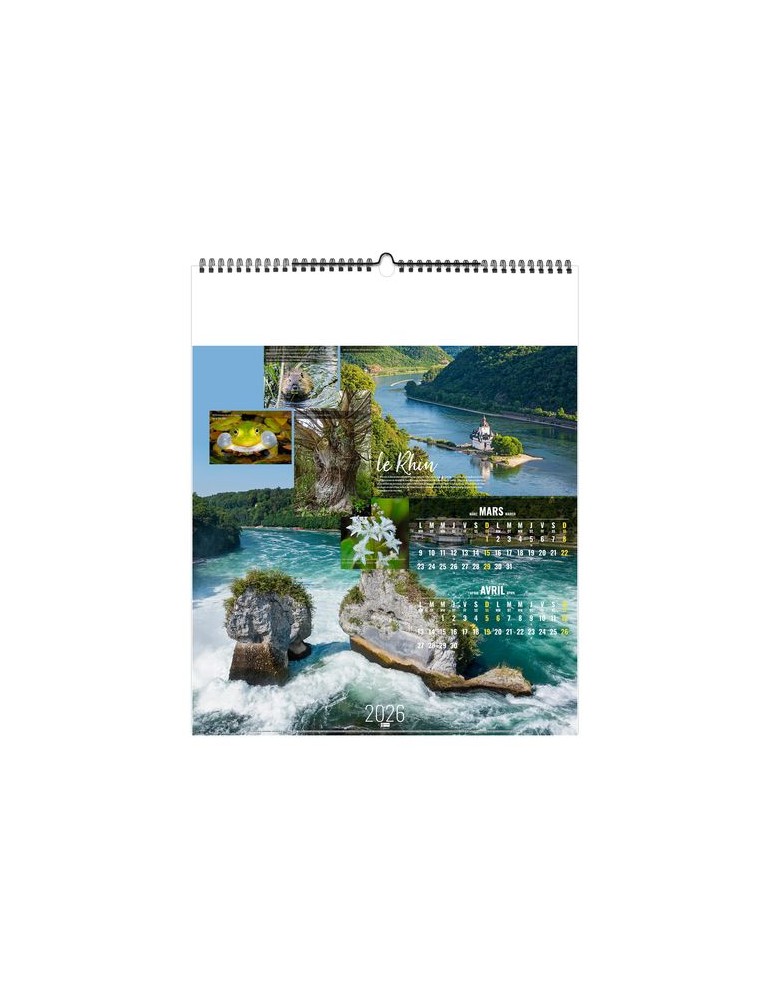 FLEUVES D'EUROPE 2026 - SMALL 330 x 400 mm - MARQUAGE 1 COULEUR - RELIURE BAGUETTE