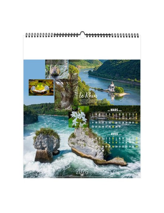 FLEUVES D'EUROPE 2026 - SMALL 330 x 400 mm - MARQUAGE 1 COULEUR - RELIURE BAGUETTE