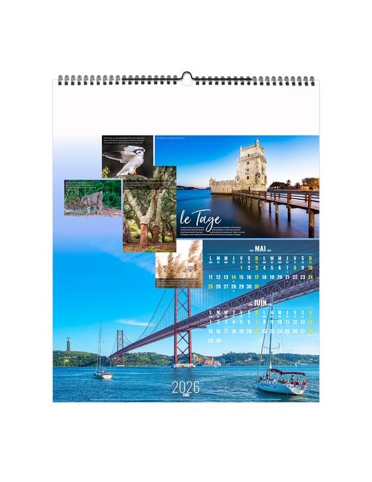 FLEUVES D'EUROPE 2026 - SMALL 330 x 400 mm - MARQUAGE 1 COULEUR - RELIURE BAGUETTE