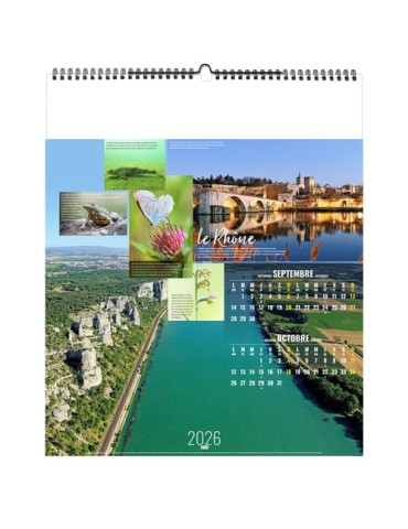 FLEUVES D'EUROPE 2026 - SMALL 330 x 400 mm - MARQUAGE 1 COULEUR - RELIURE BAGUETTE goodies personnalisé en stock