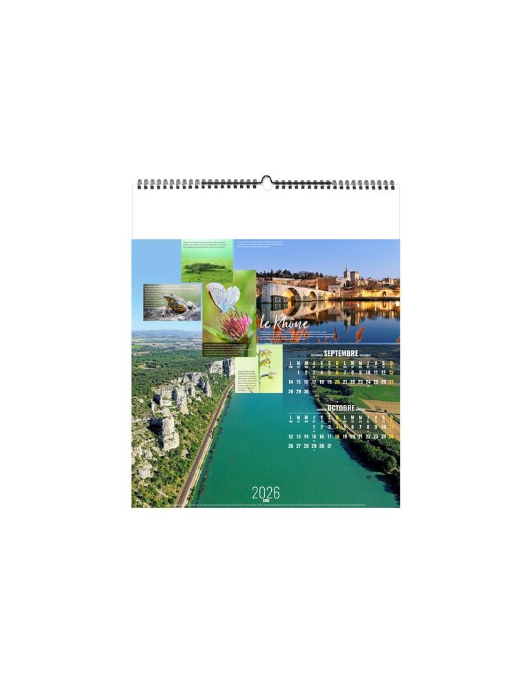 FLEUVES D'EUROPE 2026 - SMALL 330 x 400 mm - MARQUAGE 1 COULEUR - RELIURE BAGUETTE