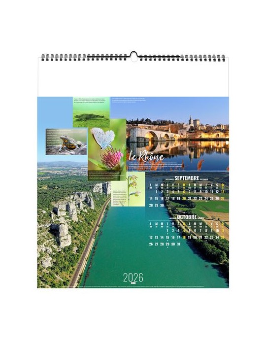 FLEUVES D'EUROPE 2026 - SMALL 330 x 400 mm - MARQUAGE 1 COULEUR - RELIURE BAGUETTE