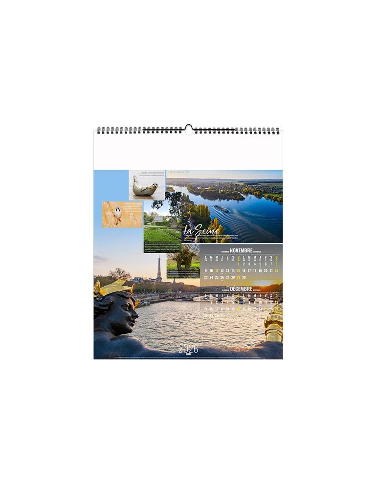 FLEUVES D'EUROPE 2026 - SMALL 330 x 400 mm - MARQUAGE 1 COULEUR - RELIURE BAGUETTE