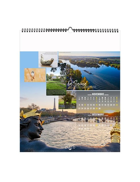 FLEUVES D'EUROPE 2026 - SMALL 330 x 400 mm - MARQUAGE 1 COULEUR - RELIURE BAGUETTE