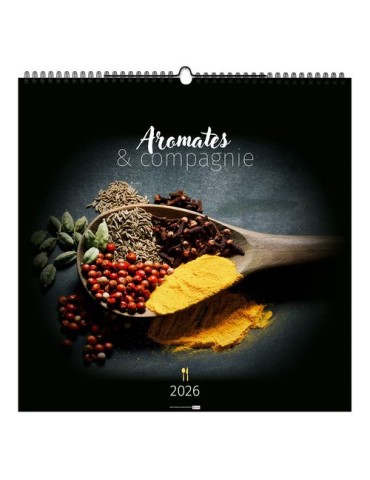 AROMATES ET COMPAGNIE 2026 - SMALL 330 x 330 mm - MARQUAGE 1 COULEUR - RELIURE BAGUETTE