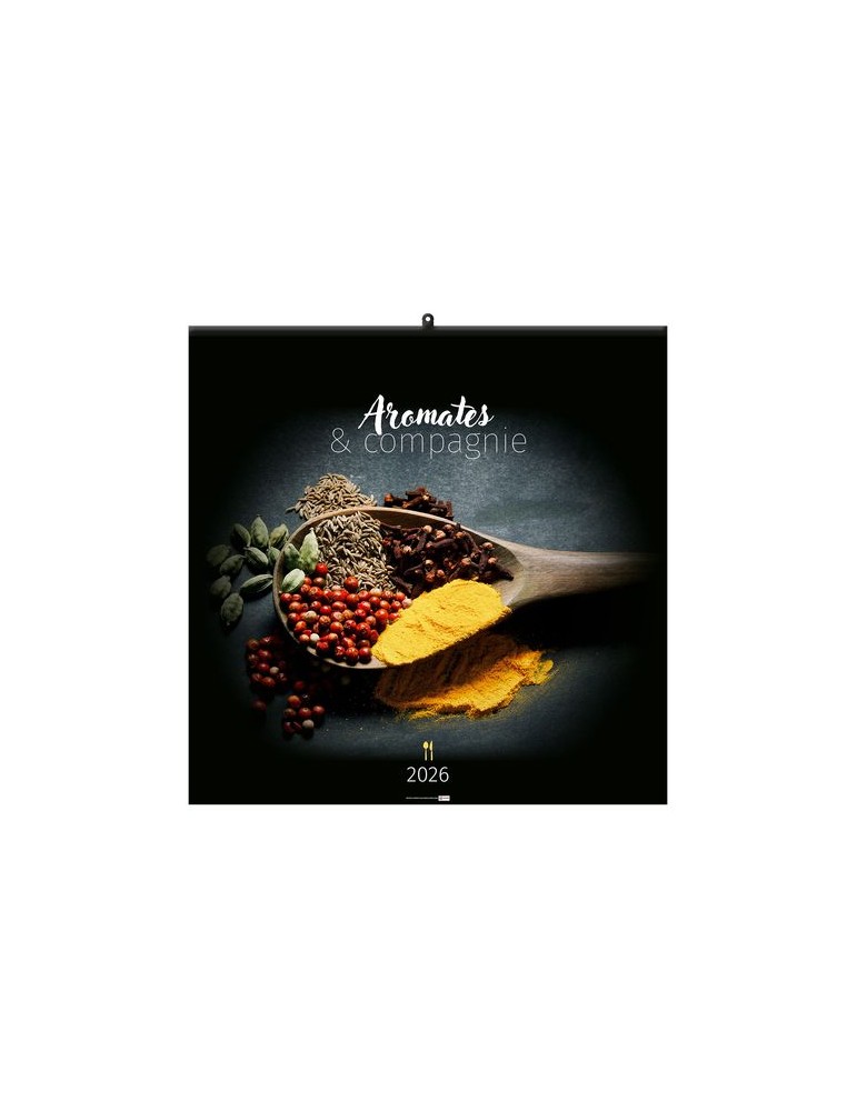 AROMATES ET COMPAGNIE 2026 - SMALL 330 x 330 mm - MARQUAGE 1 COULEUR - RELIURE BAGUETTE