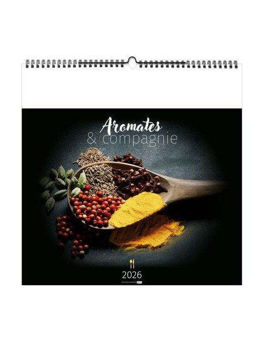 AROMATES ET COMPAGNIE 2026 - SMALL 330 x 330 mm - MARQUAGE 1 COULEUR - RELIURE BAGUETTE