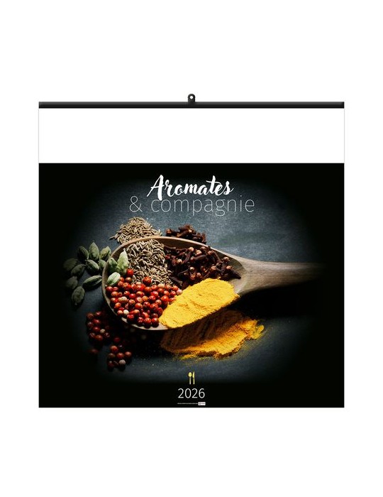 AROMATES ET COMPAGNIE 2026 - SMALL 330 x 330 mm - MARQUAGE 1 COULEUR - RELIURE BAGUETTE