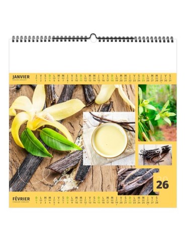 AROMATES ET COMPAGNIE 2026 - SMALL 330 x 330 mm - MARQUAGE 1 COULEUR - RELIURE BAGUETTE personnalisation rapide en France