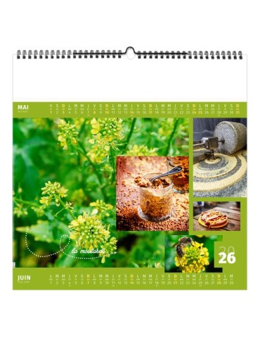 AROMATES ET COMPAGNIE 2026 - SMALL 330 x 330 mm - MARQUAGE 1 COULEUR - RELIURE BAGUETTE cadeau client original