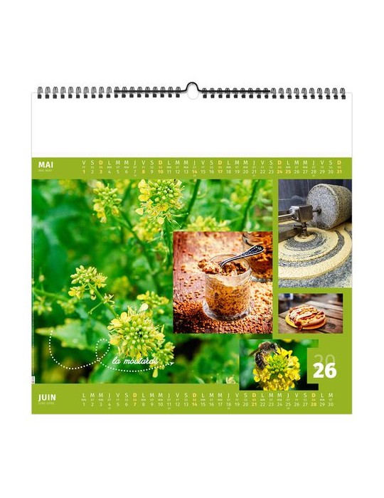 AROMATES ET COMPAGNIE 2026 - SMALL 330 x 330 mm - MARQUAGE 1 COULEUR - RELIURE BAGUETTE