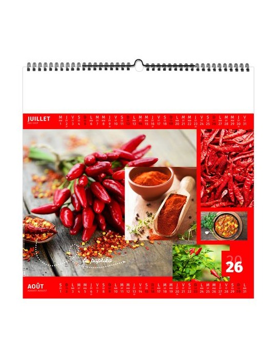 AROMATES ET COMPAGNIE 2026 - SMALL 330 x 330 mm - MARQUAGE 1 COULEUR - RELIURE BAGUETTE