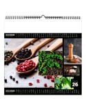 AROMATES ET COMPAGNIE 2026 - SMALL 330 x 330 mm - MARQUAGE 1 COULEUR - RELIURE BAGUETTE objet promo petit budget
