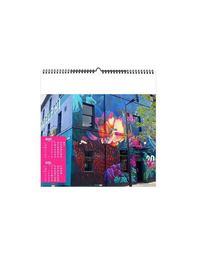 STREET ART 2026 - SMALL 330 x 330 mm - MARQUAGE 1 COULEUR - RELIURE BAGUETTE