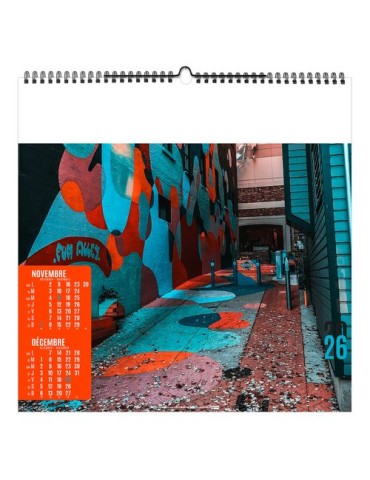 STREET ART 2026 - SMALL 330 x 330 mm - MARQUAGE 1 COULEUR - RELIURE BAGUETTE objet promo petit budget