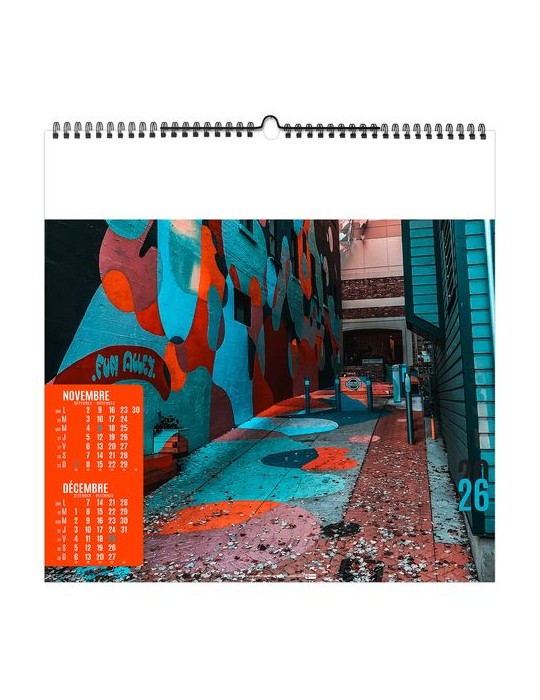 STREET ART 2026 - SMALL 330 x 330 mm - MARQUAGE 1 COULEUR - RELIURE BAGUETTE