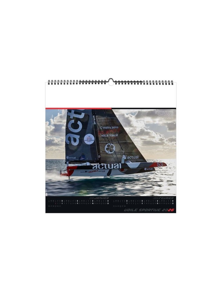 VOILE SPORTIVE 2026 - SMALL 330 x 330 mm - MARQUAGE 1 COULEUR - RELIURE BAGUETTE