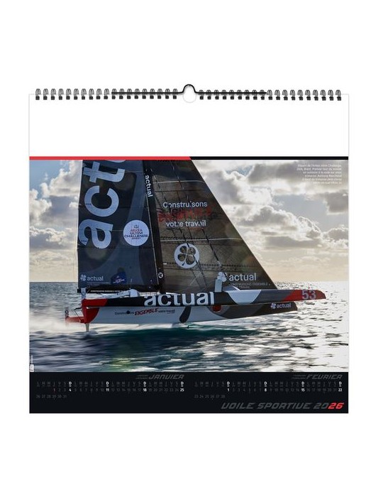 VOILE SPORTIVE 2026 - SMALL 330 x 330 mm - MARQUAGE 1 COULEUR - RELIURE BAGUETTE