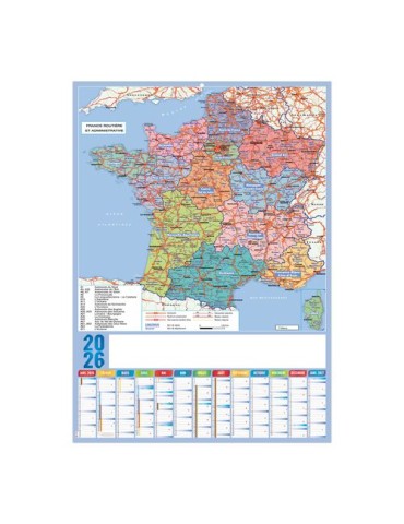 PLANNING REGIONS 2026 - XXL 500X700 MM LEGER 400G - RECTO SEUL - SANS MARQUAGE