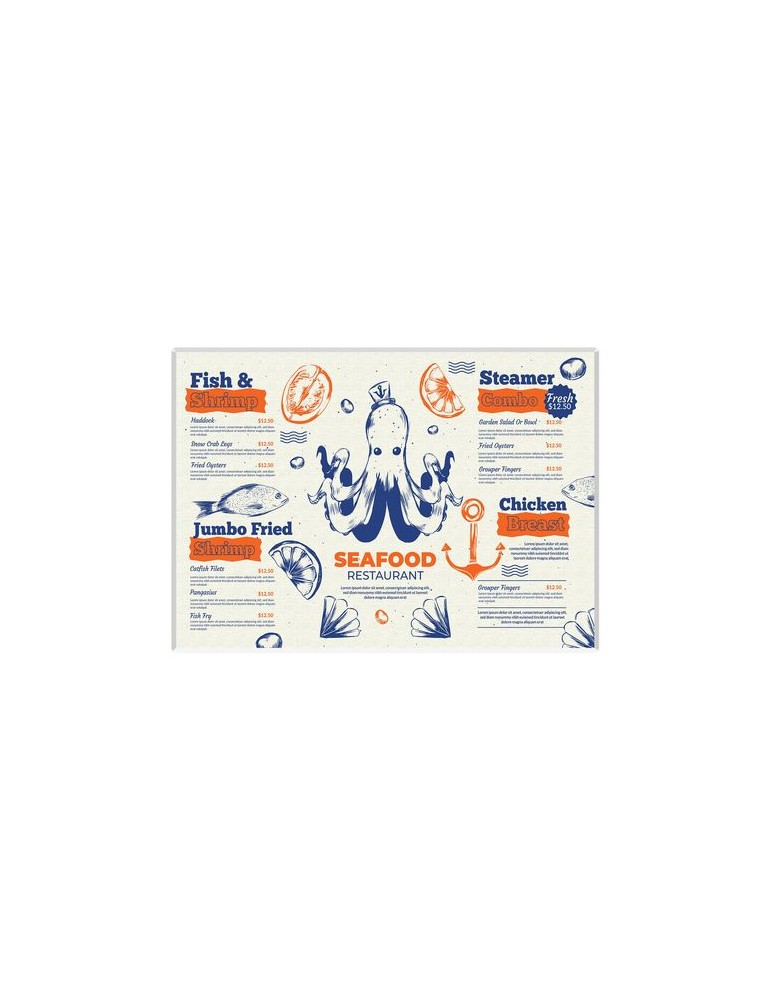 SET DE TABLE ENCAPSULE 426 x 303 mm - FORMAT PAPIER 417 x 295 mm - 200g SATIMAT - IMPRESSION QUADRI RECTO SEUL - COINS ARRONDIS