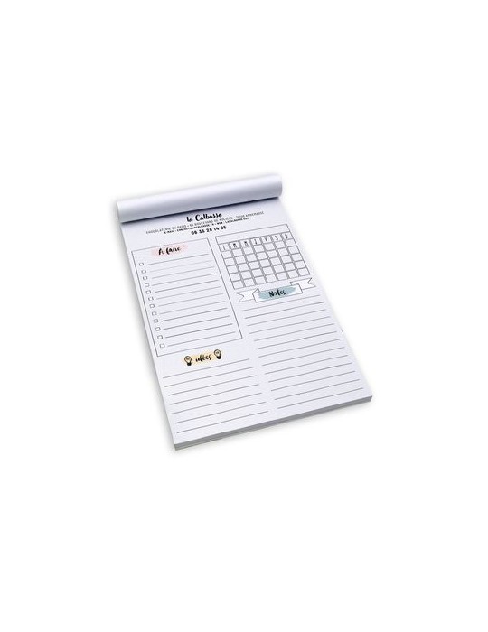 BLOC-NOTE ENCOLLE - MAXI 210 x 297 mm - 30 FEUILLES 80g OFFSET - IMPRESSION RECTO NOIR