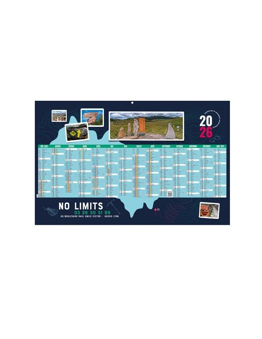 LIBRE CHOIX PERSONNALISE 2026 - MAXI 650 x 405 mm - LEGER 400G - RECTO - 1 TROU EN TETE