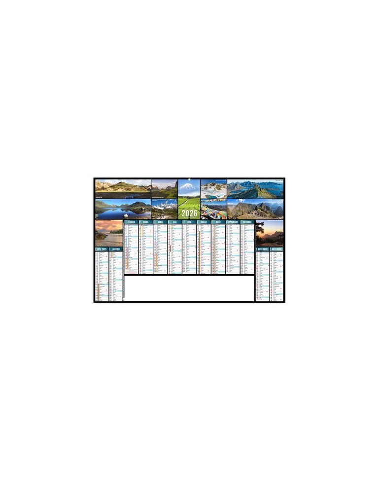 CONTINENTAL 2026 - MAXI 650 x 405 mm - LEGER 400G RECTO SEUL - SANS MARQUAGE - 1 TROU EN TETE