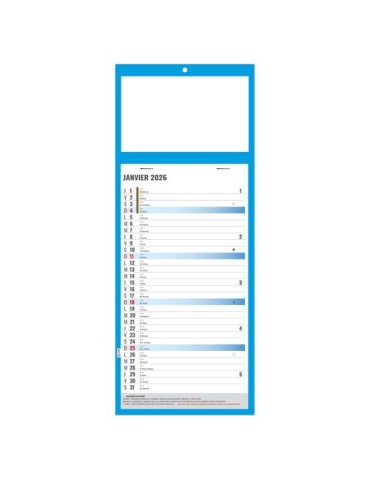 PLAQUE 1 VUE SIMPLE BLEUE 2026 BLOC ET DOS CARTON NON AGRAFES SANS MARQUAGE