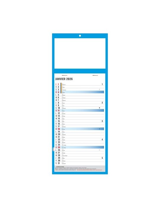 PLAQUE 1 VUE SIMPLE BLEUE 2026 BLOC ET DOS CARTON NON AGRAFES SANS MARQUAGE