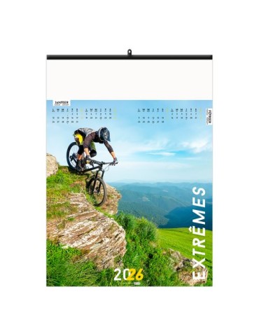EXTRÊMES 2026 - 6 FEUILLETS - RELIURE BAGUETTE - MARQUAGE 1 COULEUR nombre de pages : 12 pages goodies publicitaire événementiel