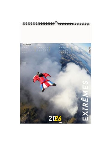 EXTRÊMES 2026 - 6 FEUILLETS - RELIURE BAGUETTE - MARQUAGE 1 COULEUR nombre de pages : 12 pages objet promotionnel éco-responsabl