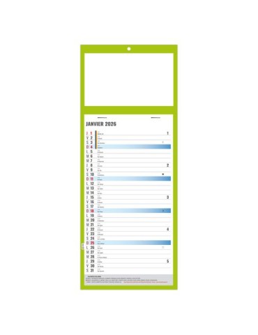 PLAQUE 1 VUE SIMPLE VERTE 2026 BLOC ET DOS CARTON AGRAFES SANS MARQUAGE