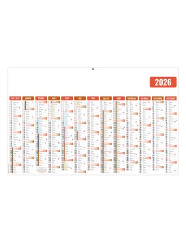 ECOMAX ROUGE 2026 RECTO SEUL - MAXI LEGER SOUPLE - 650x405MM - SANS MARQUAGE - 1 TROU EN TETE