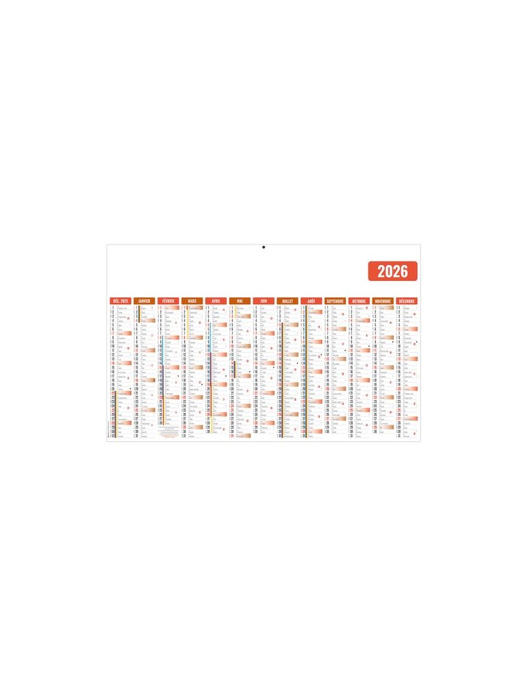 ECOMAX ROUGE 2026 RECTO SEUL - MAXI LEGER SOUPLE - 650x405MM - SANS MARQUAGE - 1 TROU EN TETE