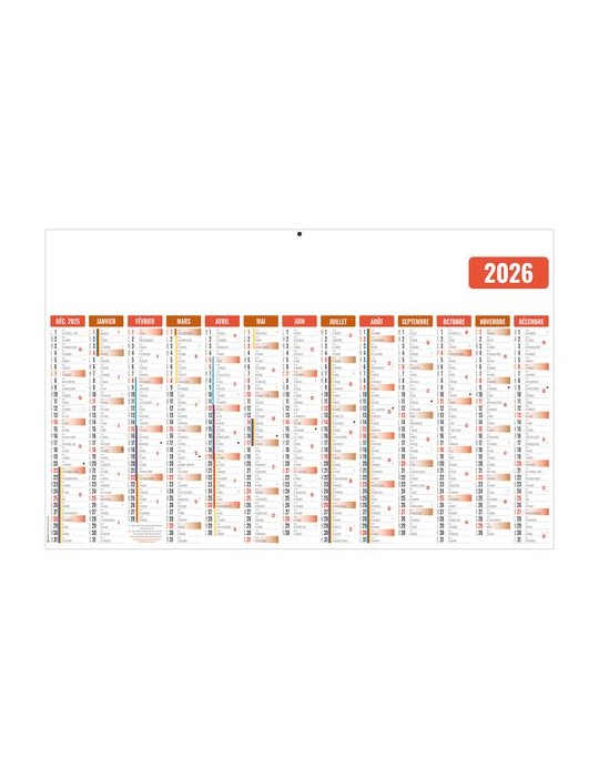 ECOMAX ROUGE 2026 RECTO SEUL - MAXI LEGER SOUPLE - 650x405MM - SANS MARQUAGE - 1 TROU EN TETE
