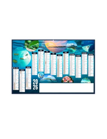 PLANETE 2026 - MAXI 650 x 405 mm - LEGER 400G RECTO SEUL - SANS MARQUAGE - 1 TROU EN TETE 2