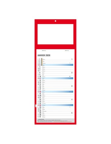 PLAQUE 1 VUE SIMPLE ROUGE 2026 BLOC ET DOS CARTON AGRAFES SANS MARQUAGE