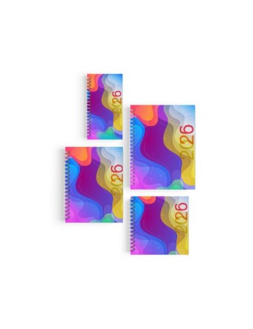 AGENDA SPIRALE MINI 2026 - 90x165mm COUV 400g QUADRI R/V - PELLI MAT 1ERE+4EME - ATLAS + SEMAINIER STANDARD 128 PAGES 80g - SPIR