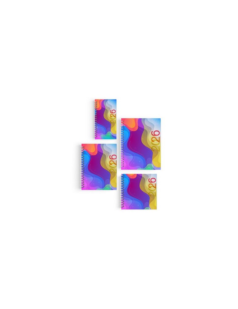 AGENDA SPIRALE MINI 2026 - 90x165mm COUV 400g QUADRI R/V - PELLI MAT 1ERE+4EME - ATLAS + SEMAINIER STANDARD 128 PAGES 80g - SPIR