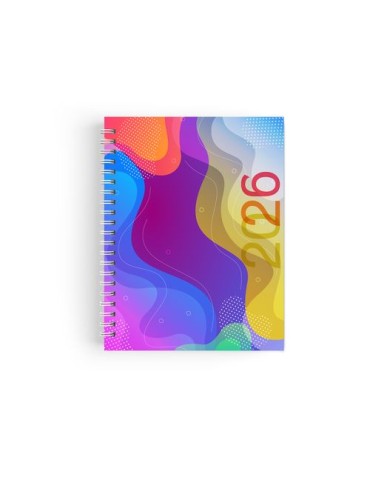 AGENDA SPIRALE MINI 2026 - 90x165mm COUV 400g QUADRI R/V - PELLI MAT 1ERE+4EME - ATLAS + SEMAINIER STANDARD 128 PAGES 80g - SPIR 2